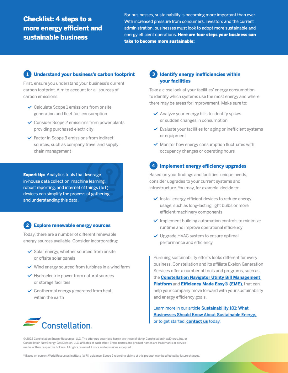 Checklist: 4 Steps to a More Energy Efficient and Sustainable 